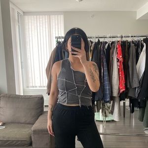 ❌SOLD❌REWORKED ADIDAS ONE SHOULDER TOP